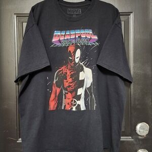 Marvel Deadpool Back in Black T-Shirt Men's 2XL Black Graphic Tee Retro Style